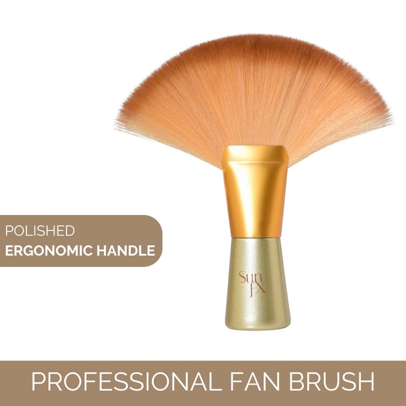 sunfx Finishing Powder Brush | Large Professional Fan Brush for Salon Use | Perfect For Spray Tan Powder - Image 5